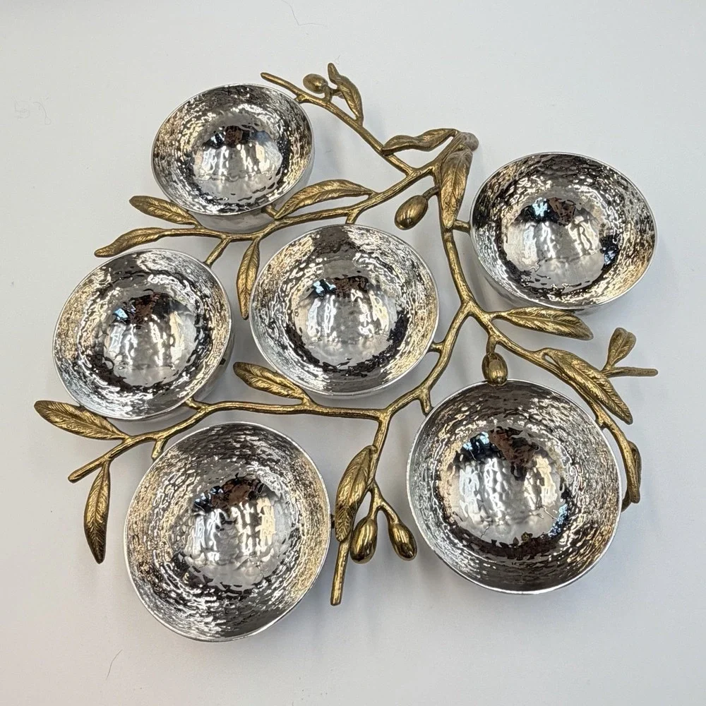 Michael Aram Olive Branch Seder Plate Passover Stainless Steel Brass